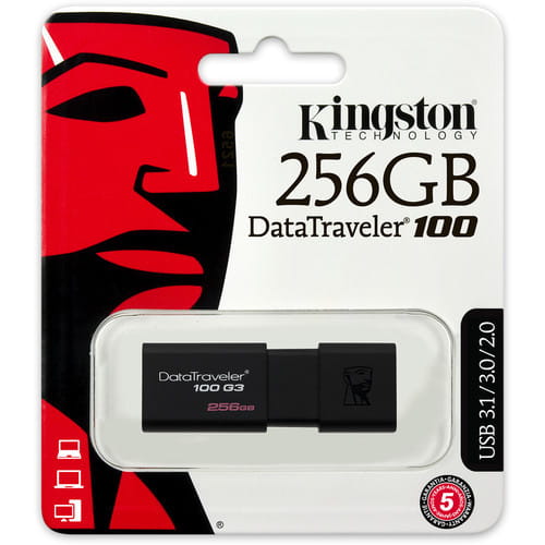 USB Flash Kingston DataTraveler 100 G3 / 256Gb / DT100G3/256GB / Black