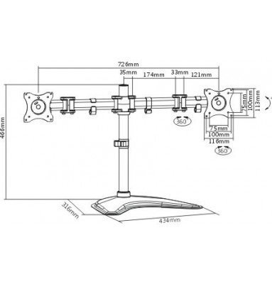 Table stand ITech MBS-12M / for 2 monitors /