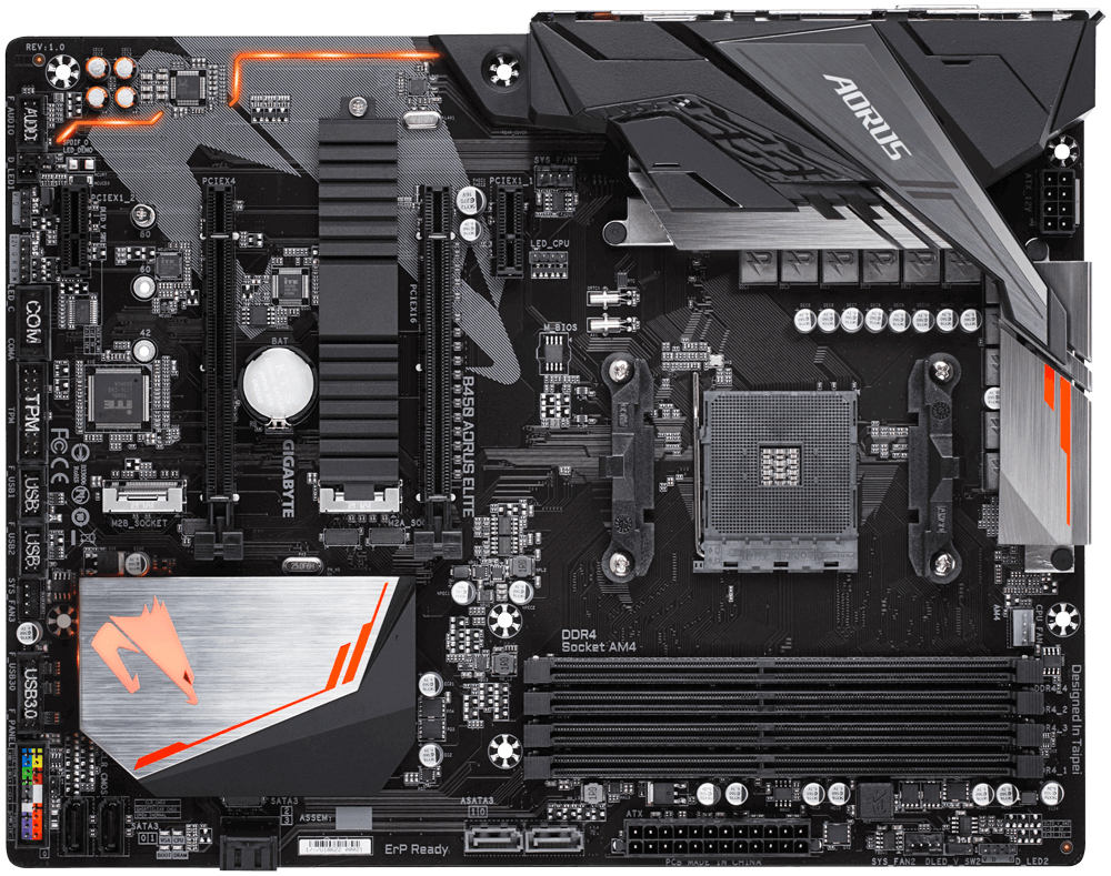 GIGABYTE B450 AORUS Elite / Socket AM4 / AMD B450 / Dual 4xDDR4-3200 / APU AMD graphics / ATX /