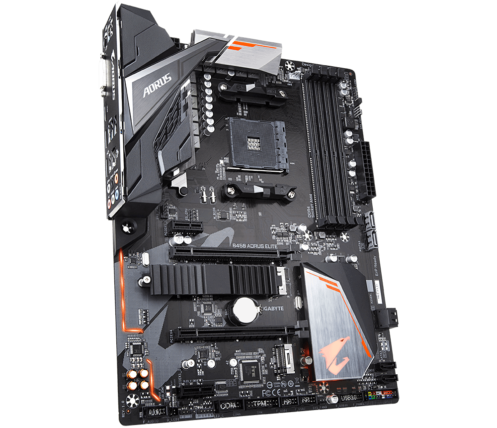 GIGABYTE B450 AORUS Elite / Socket AM4 / AMD B450 / Dual 4xDDR4-3200 / APU AMD graphics / ATX /