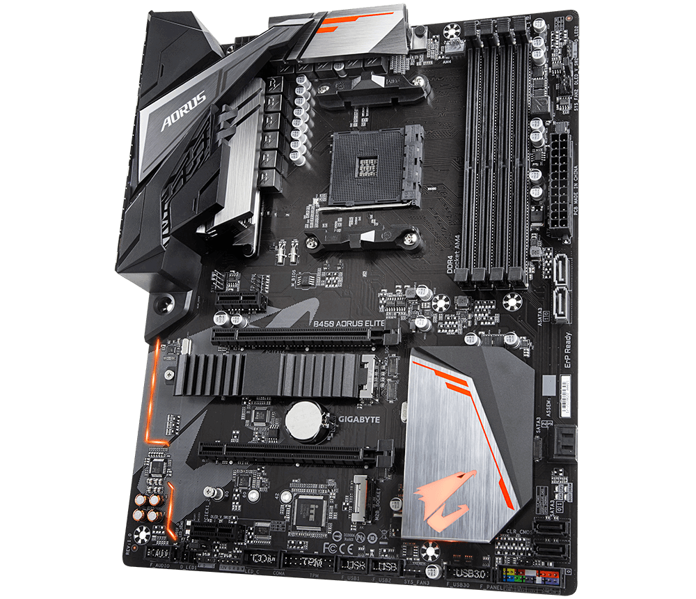GIGABYTE B450 AORUS Elite / Socket AM4 / AMD B450 / Dual 4xDDR4-3200 / APU AMD graphics / ATX /