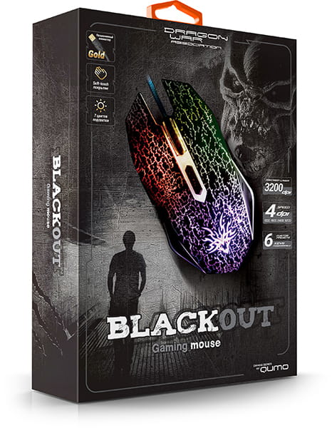 Mouse Qumo BlackOut / Soft Touch / 7 color backlight / Black