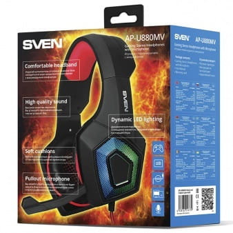 Headset Sven AP-U880MV / 108dB / Dynamic LED lighting / Black