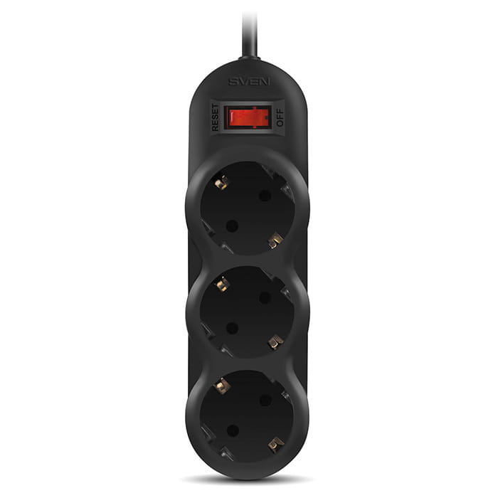 Surge Protector Sven SF-03L / 3 Sockets / 3.0m / Black