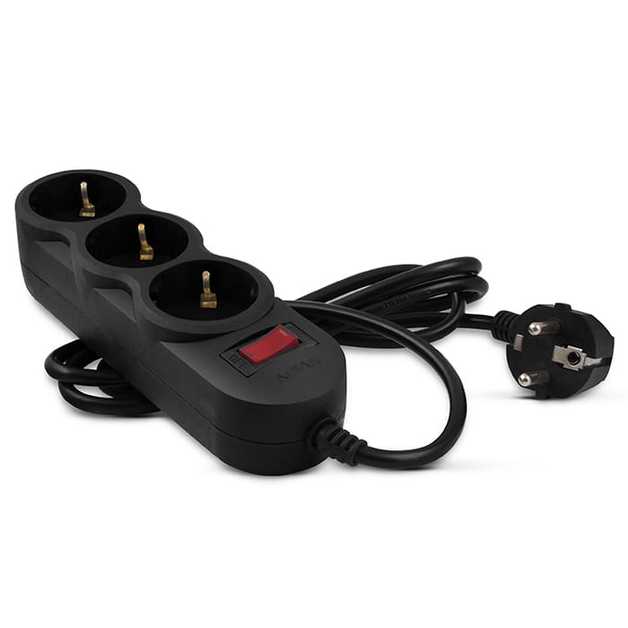 Surge Protector Sven SF-03L / 3 Sockets / 3.0m / Black