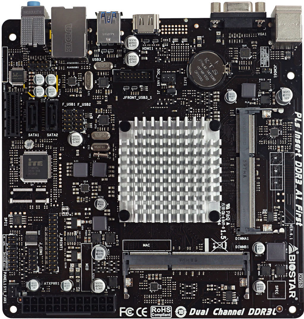MB + CPU Biostar J3160NH / Celeron J3160 / 2xSO-DIMM DDR3L-1600 / Intel HD graphics / Mini-ITX