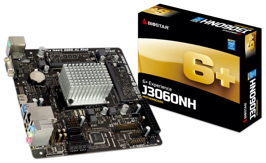 MB + CPU Biostar J3060NH / Celeron J3060 / 2xSO-DIMM DDR3L-1600 / Intel HD graphics / Mini-ITX