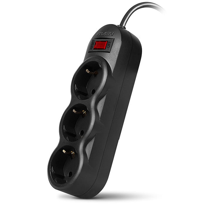 Surge Protector Sven SF-03L / 3 Sockets / 1.8m / Black