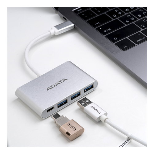 USB HUB ADATA ACA3HUBAL-CSV / USB Type-C to 3-Ports USB-A 3.1 / Silver