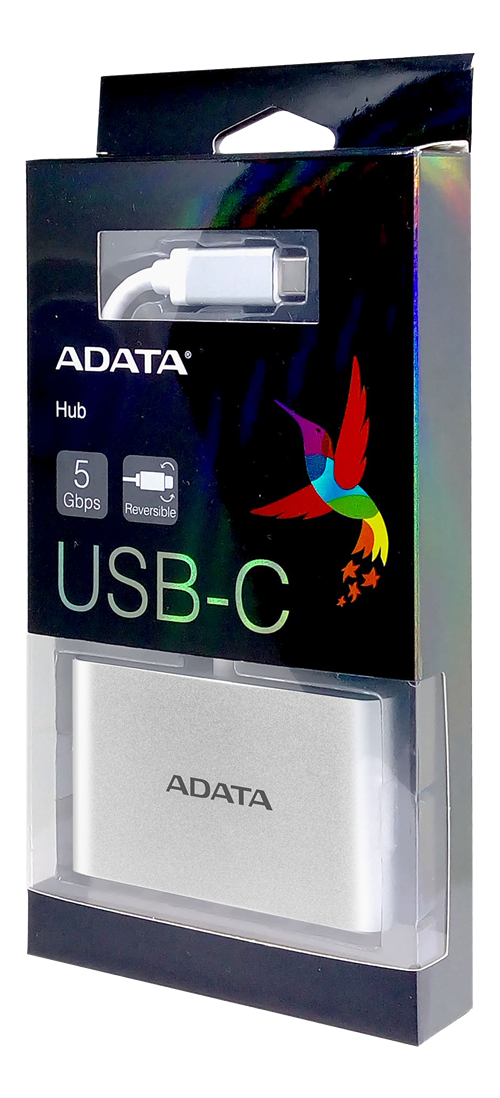 USB HUB ADATA ACA3HUBAL-CSV / USB Type-C to 3-Ports USB-A 3.1 / Silver