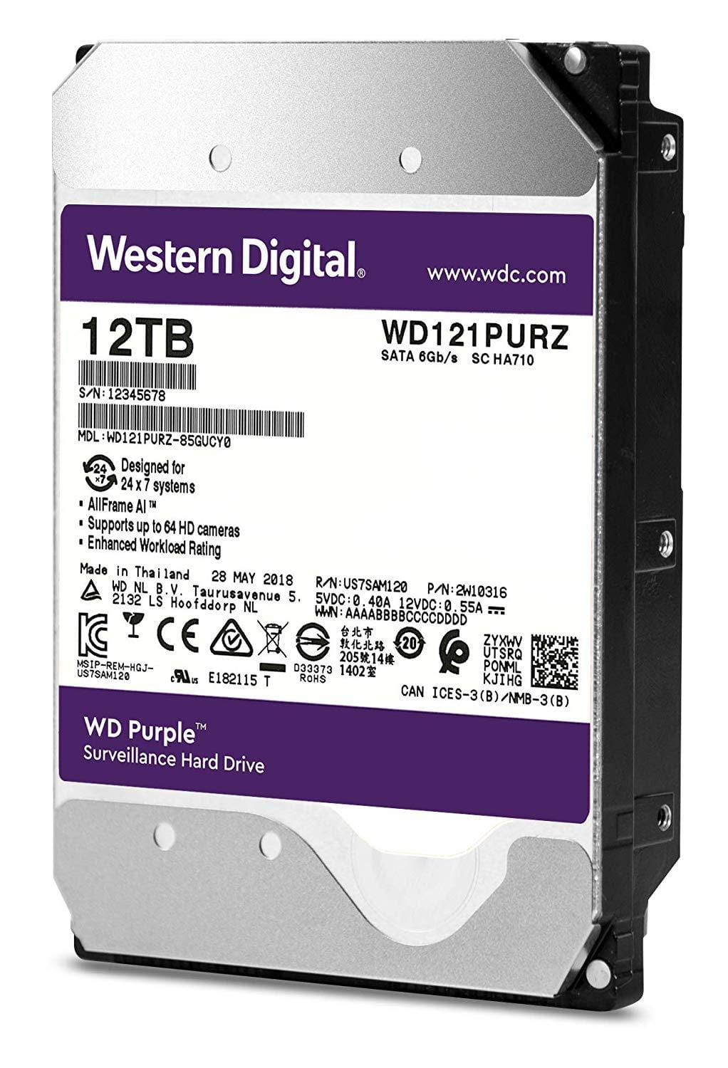 3.5" HDD Western Digital Purple / 12.0TB / 256MB / WD121PURZ /
