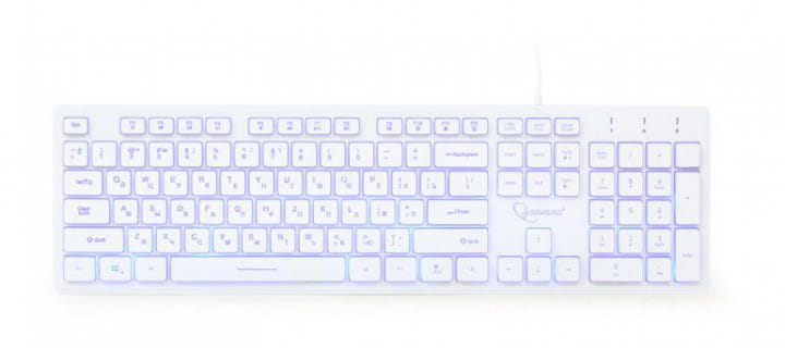 Keyboard Gembird KB-UML3-01 / Multimedia / Silent / 3-color backlight / White