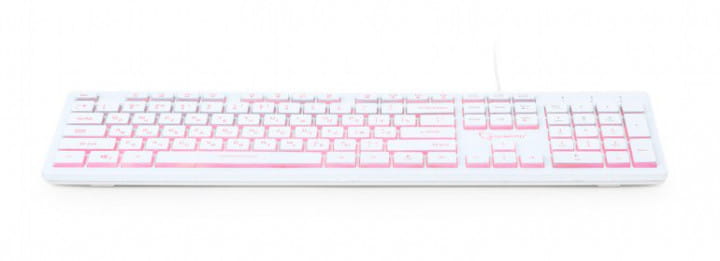 Keyboard Gembird KB-UML3-01 / Multimedia / Silent / 3-color backlight / White
