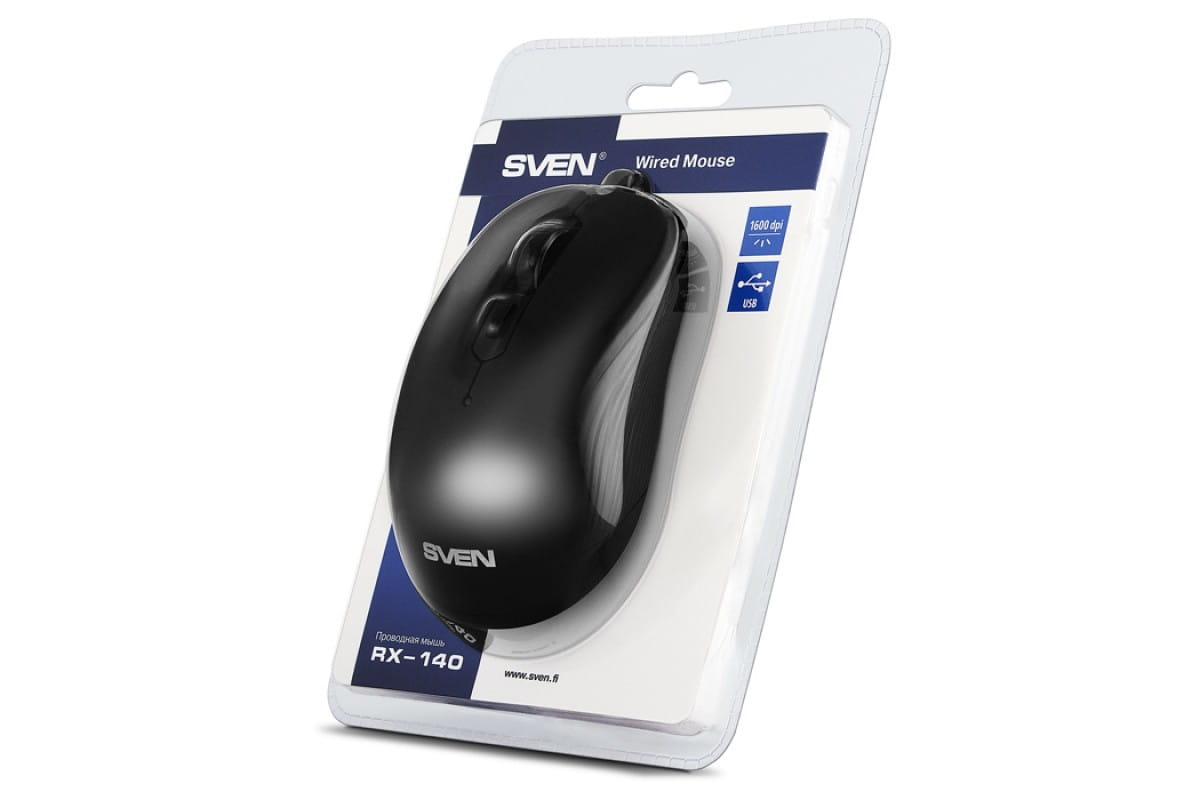 Mouse Sven RX-140 / Optical / Ambidextrous / Soft Touch / Black
