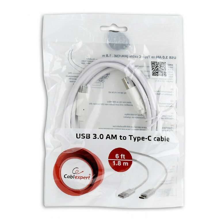Cable Cablexpert CCP-USB3-AMCM-6 / USB3.0/Type-C / 1.8m White