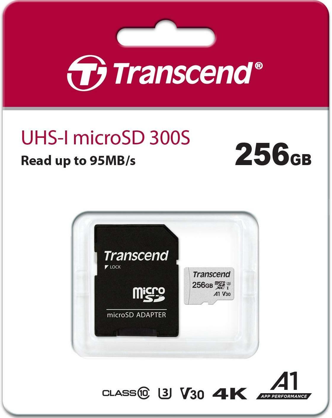 MicroSD Transcend TS256GUSD300S / 256GB / SD adapter /