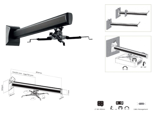 Wall Projector Bracket Sunne PRO07B / Black