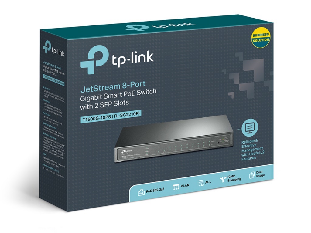 TP-LINK T1500G-10PS / Gigabit Smart PoE Switch / 8-port /