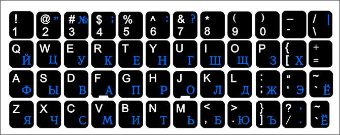 Labels Laminated for Keyboard / RU - RO / Black