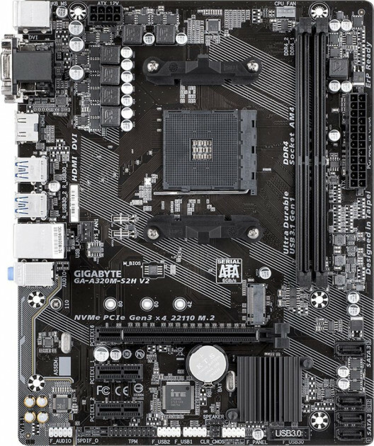 GIGABYTE A320M-S2H V2 / mATX Socket AM4 Dual 2x DDR4 3200