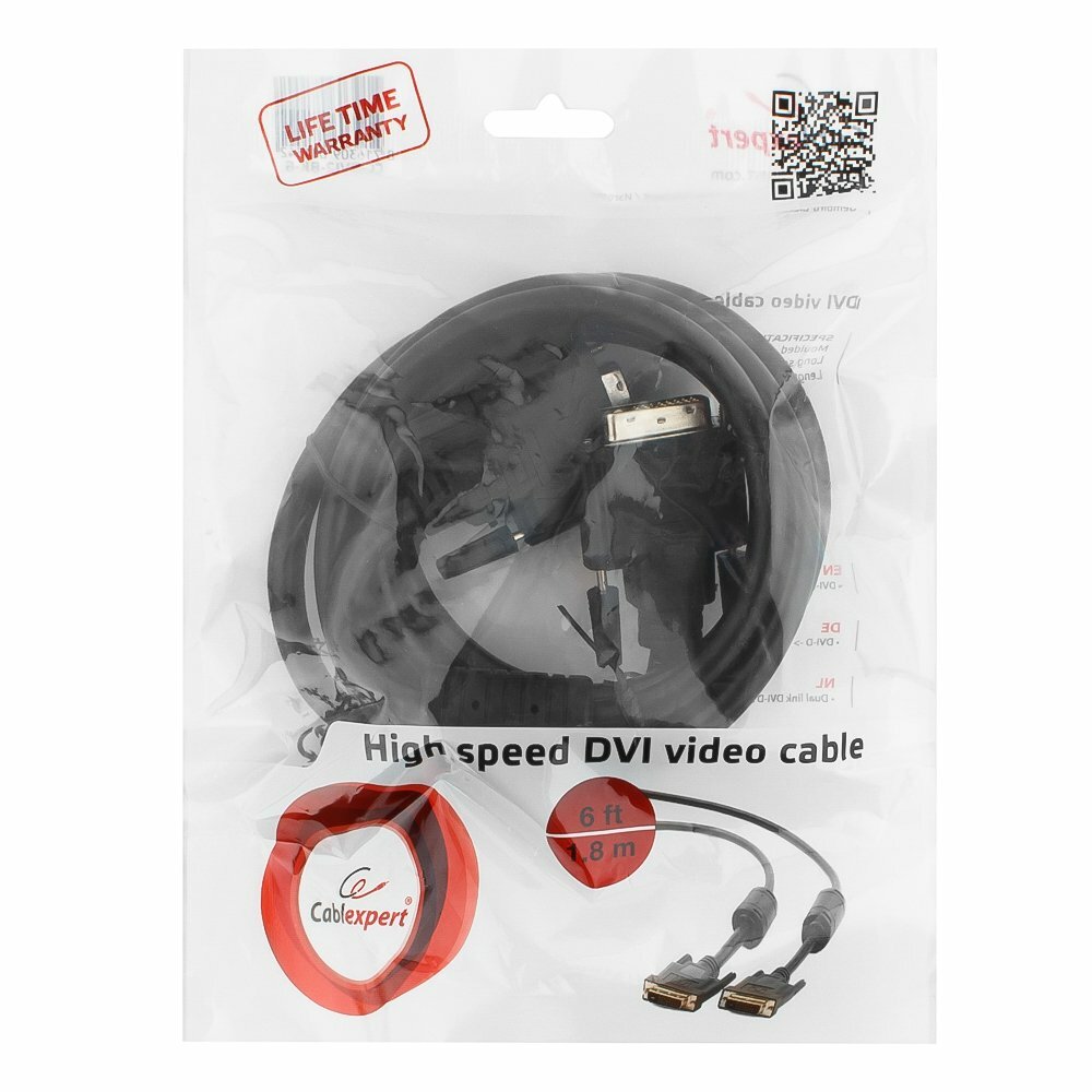 Cablexpert CC-DVI2-BK-6 / DVI M to DVI M / 1.8M /