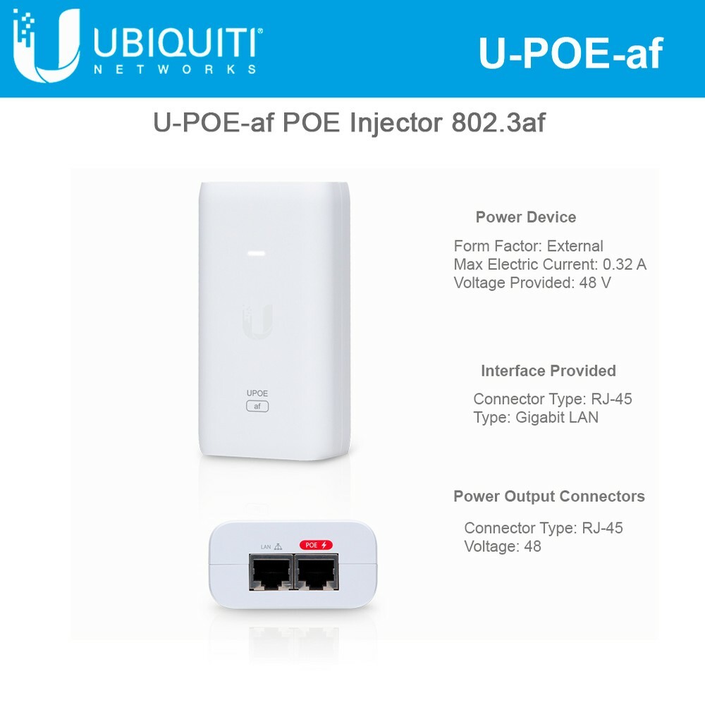 Ubiquiti / U-POE-AF / 802.3af POE Injector 15w