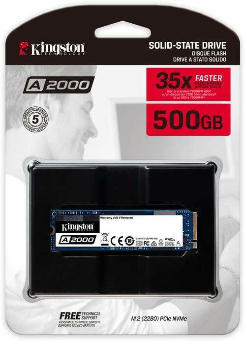M.2 NVMe SSD Kingston A2000 / 500GB / SM2263EN controller / 96-layer 3D NAND TLC / SA2000M8/500G /