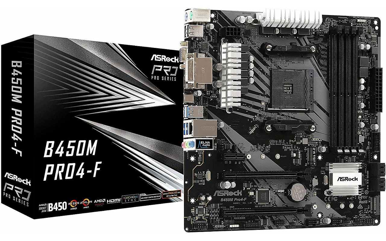 ASRock B450M PRO4-F / mATX Dual Channel DDR4