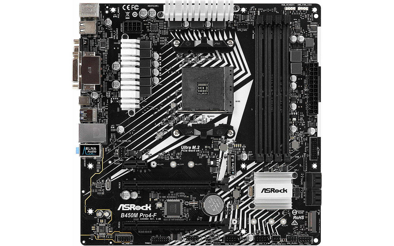 ASRock B450M PRO4-F / mATX Dual Channel DDR4