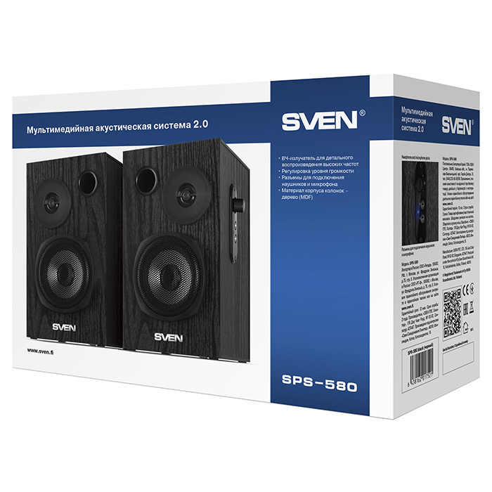 Speakers Sven SPS-580 / 18W / 2.0 / Black
