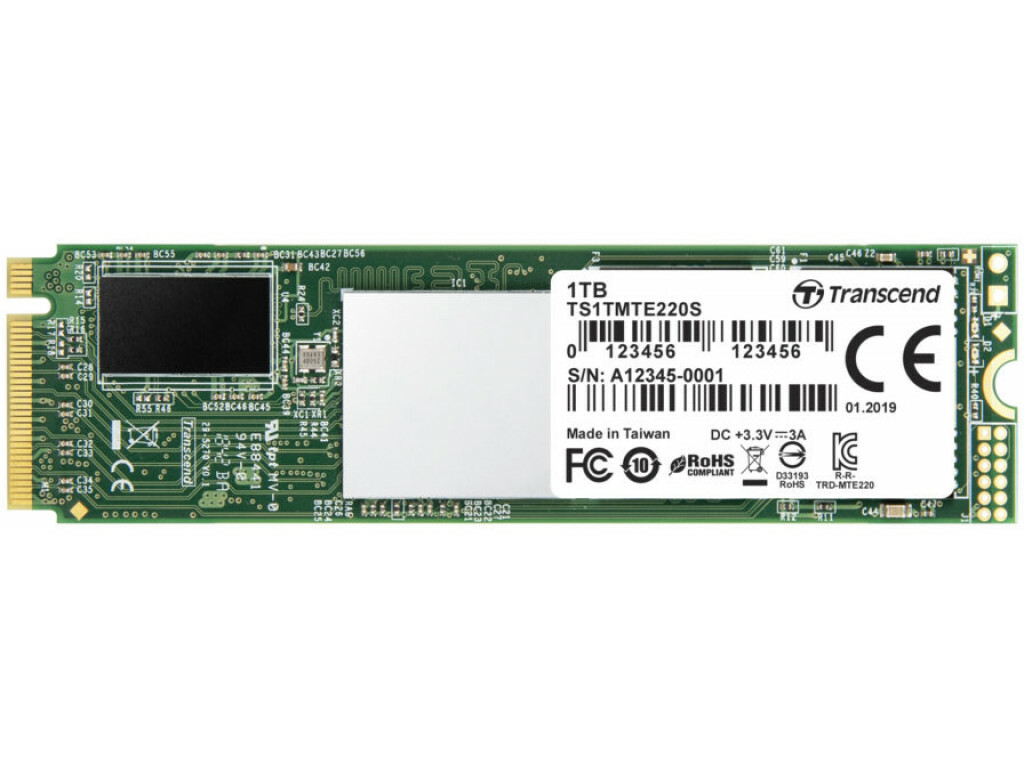 M.2 SSD Transcend 220S / 1.0TB / NVMe / SM2262 / 3DTLC / TS1TMTE220S /