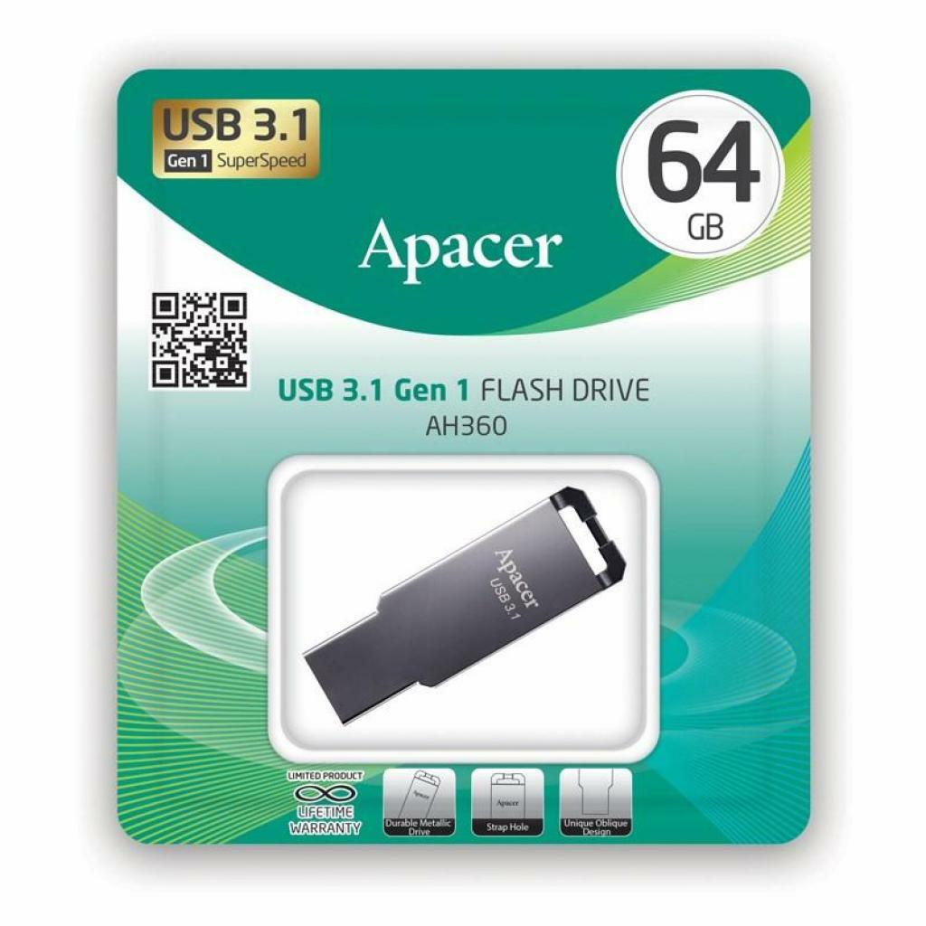 USB3.1 Apacer AH360 / 64GB / AP64GAH360A-1 / Grey