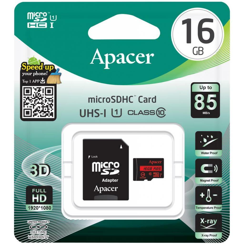 MicroSD Apacer 16GB / SD adapter / AP16GMCSH10U5-R /