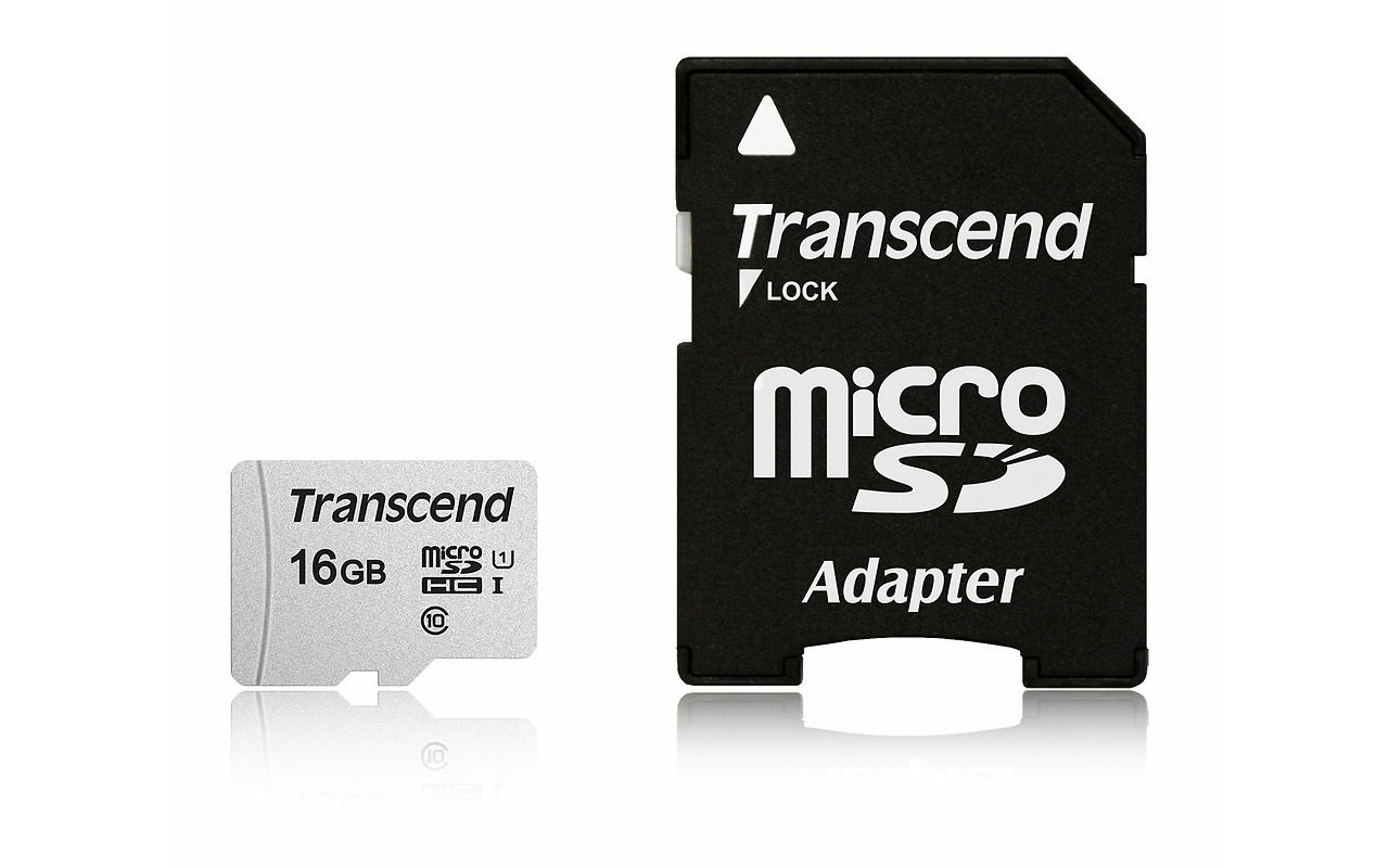 MicroSD Transcend 16GB / SD adapter / UHS-I / TS16GUSD300S-A