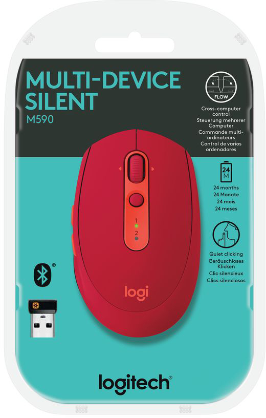 Mouse Logitech M590 / Silent / Wireless / Multi-Device / Red