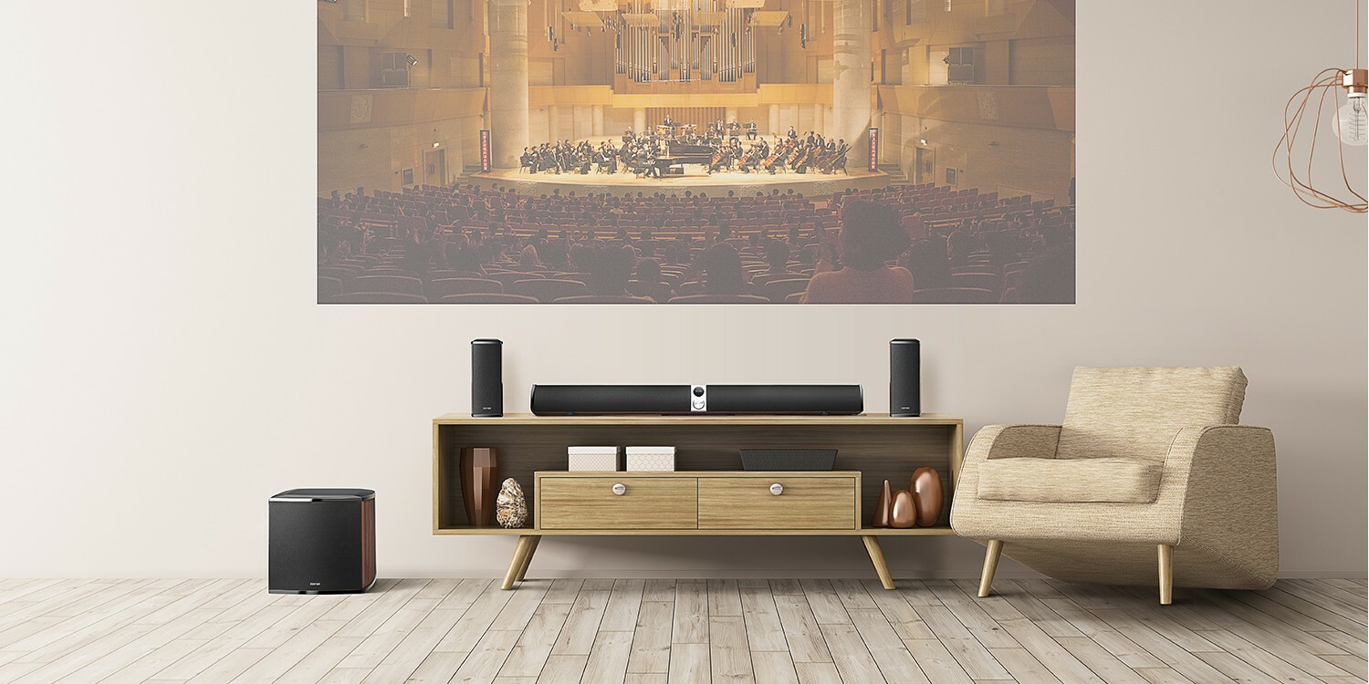 Edifier S90HD / 202W / 4.1 Channel / Soundbar Home Theatre System with Dolby & DTS / Wooden