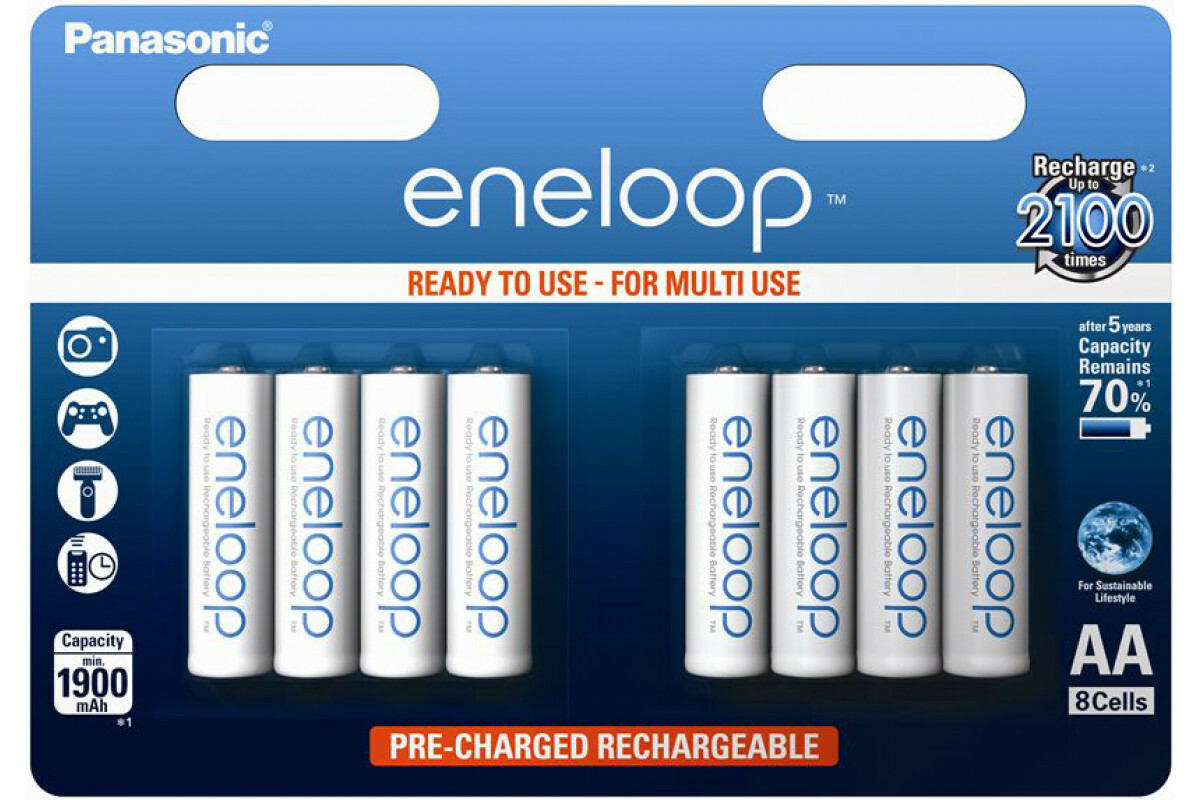 Panasonic BK-3MCCE/8BE AA Eneloop 1900mAh x8