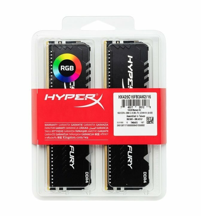 Kingston HyperX FURY RGB HX426C16FB3AK2/16 / 2x8GB / DDR4 / 2666 / PC21300 / CL16 / 1.2V /