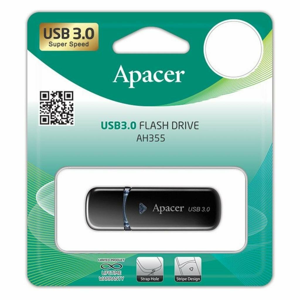 Apacer AH355 16GB USB3.1 Flash Drive AP16GAH355 / Black
