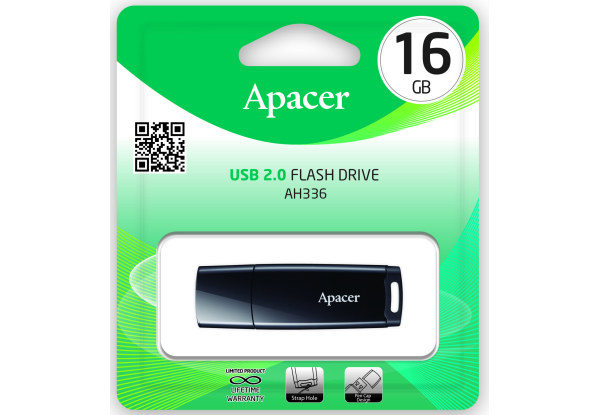 Apacer AH33616GB USB2.0 Flash Drive AP16GAH336 / Black