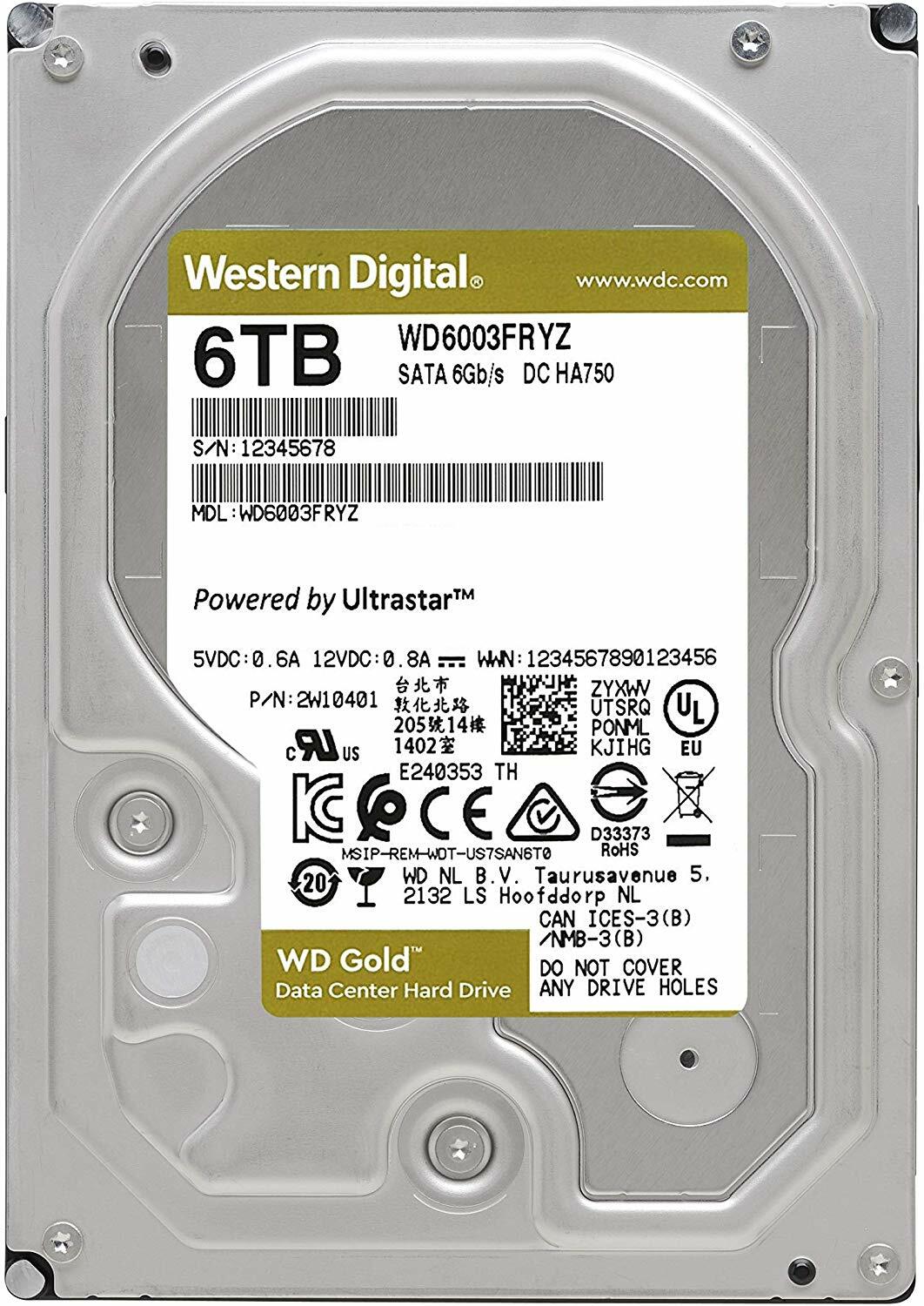 WesternDigital Gold WD6003FRYZ 6.0TB HDD 3.5 Enterprise Class 512E model Gold