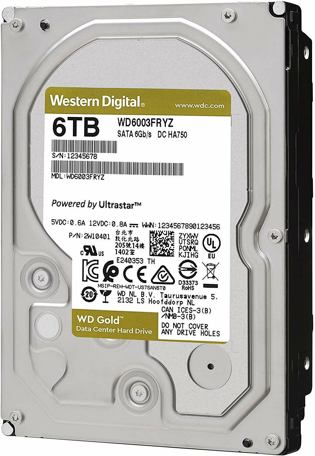 WesternDigital Gold WD6003FRYZ 6.0TB HDD 3.5 Enterprise Class 512E model Gold