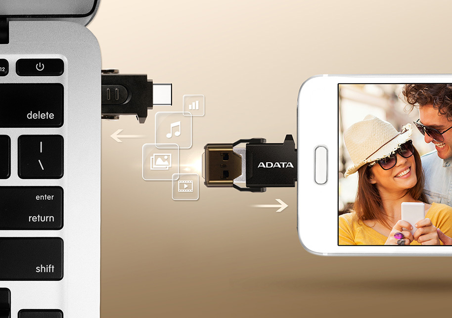 ADATA USB-C OTG READER USB3.1/Type-C for microSD Black