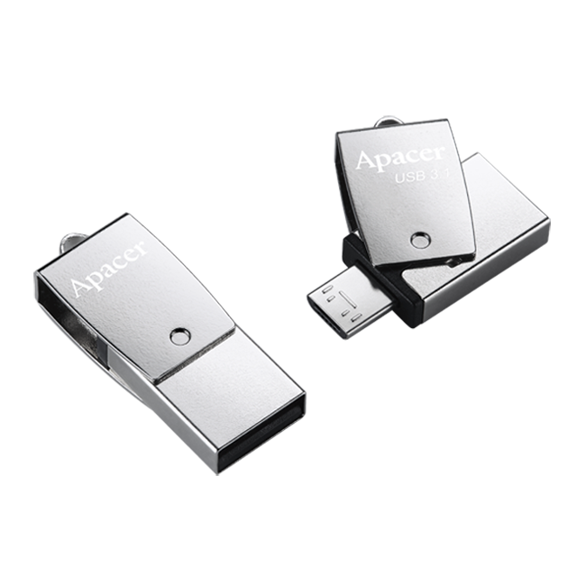 Apacer AH750 16GB USB3.1 / Micro-USB Flash Drive AP16GAH750 Silver