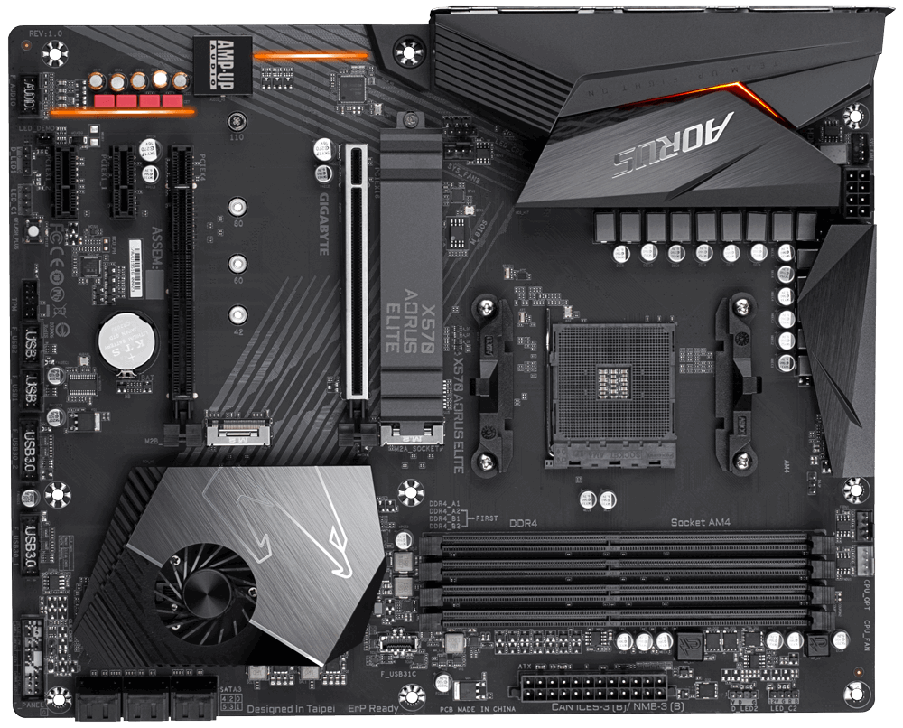 GIGABYTE X570 AORUS Elite / ATX / Socket AM4 / AMD X570 / 12+2Phases / Dual 4xDDR4-4000