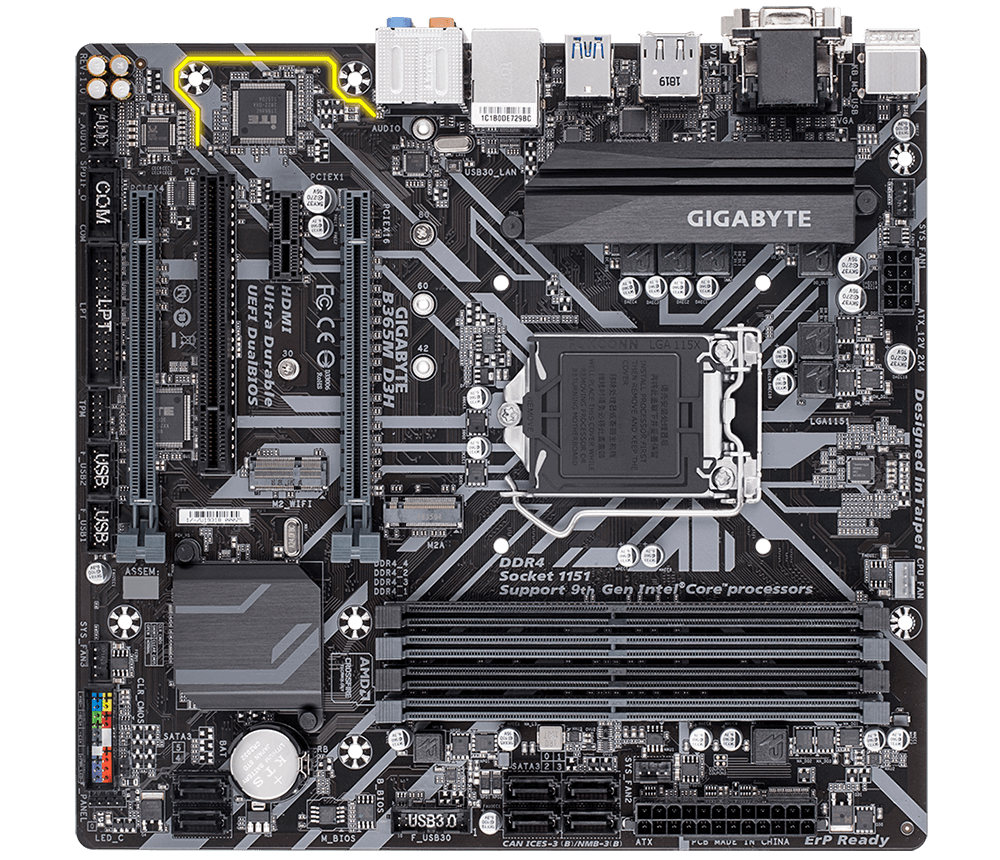 GIGABYTE B365M D3H / mATX / Socket 1151 / Intel B365 / Dual 4xDDR4-2666