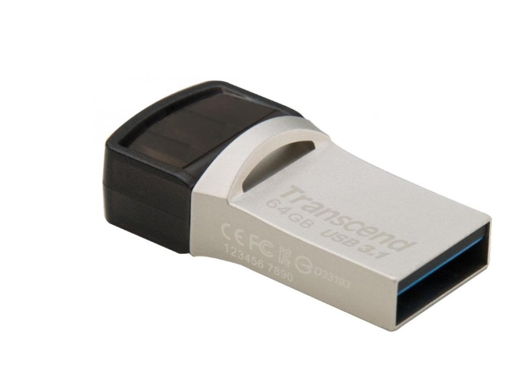 USB Transcend JetFlash 890 128GB / OTG / USB3.1 + Type-C / Silver