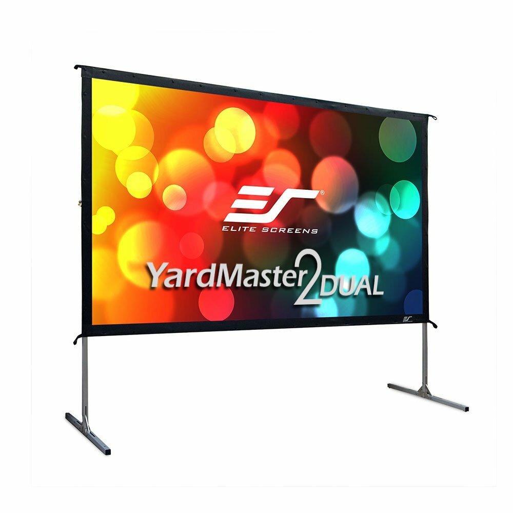 Elite Screens 100" 222x125cm Yard Master 2 Dual, Versatile, Outdoor/Indoor True Dual Front/Rear Projection Screen with Stand OMS100H2-DUAL /