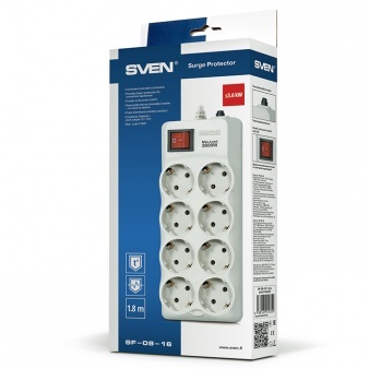 Sven SF-08-16 / 8 Sockets / 1.8m / Grey