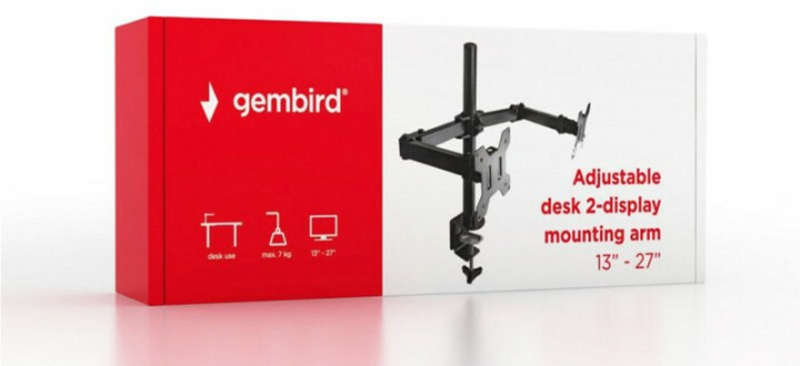 Gembird MA-DF2-01 Arm for 2 monitors 13"-27" / Black